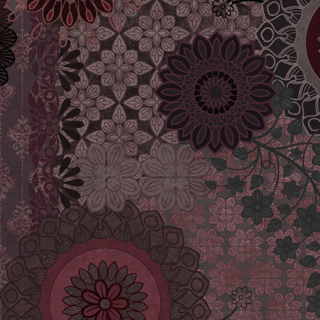 Black and Maroon Operetta Patchwork Cotton 43"/44" Fabric Per Yard