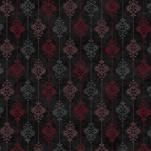 Black Operetta Damask Stripe Cotton 43"/44" Fabric Per Yard