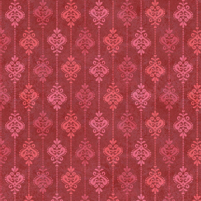 Red Operetta Damask Stripe Cotton 43"/44" Fabric Per Yard