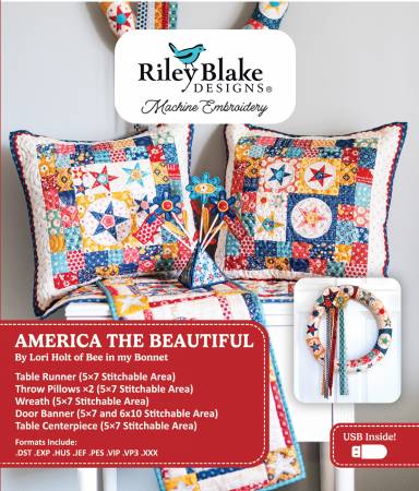 Riley Blake Americana America the Beautiful machine embroidery USB