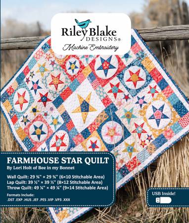 Riley Blake Americana Farmhouse Star quilt machine embroidery USB