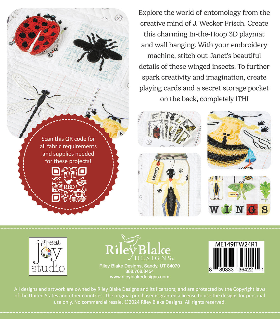 In The Wings Quilt Projects - Machine Embroidery USB 45" wide fabric per yard