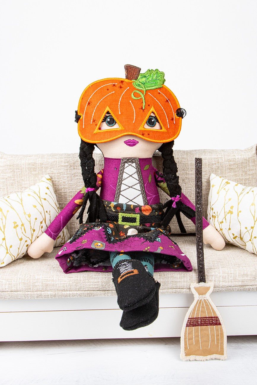 Little Witch & Friends Dolls-Embroidery USB 45" wide fabric per yard