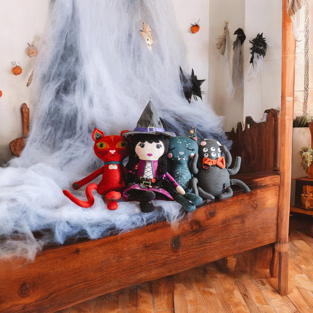 Little Witch & Friends Dolls-Embroidery USB 45" wide fabric per yard