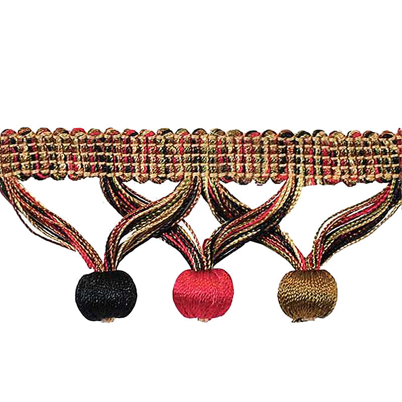 MIlante Collection - 1 3/4" Length BALL FRINGE (25 Yard Roll) - BF-1481-02/36 Black and Olive Green