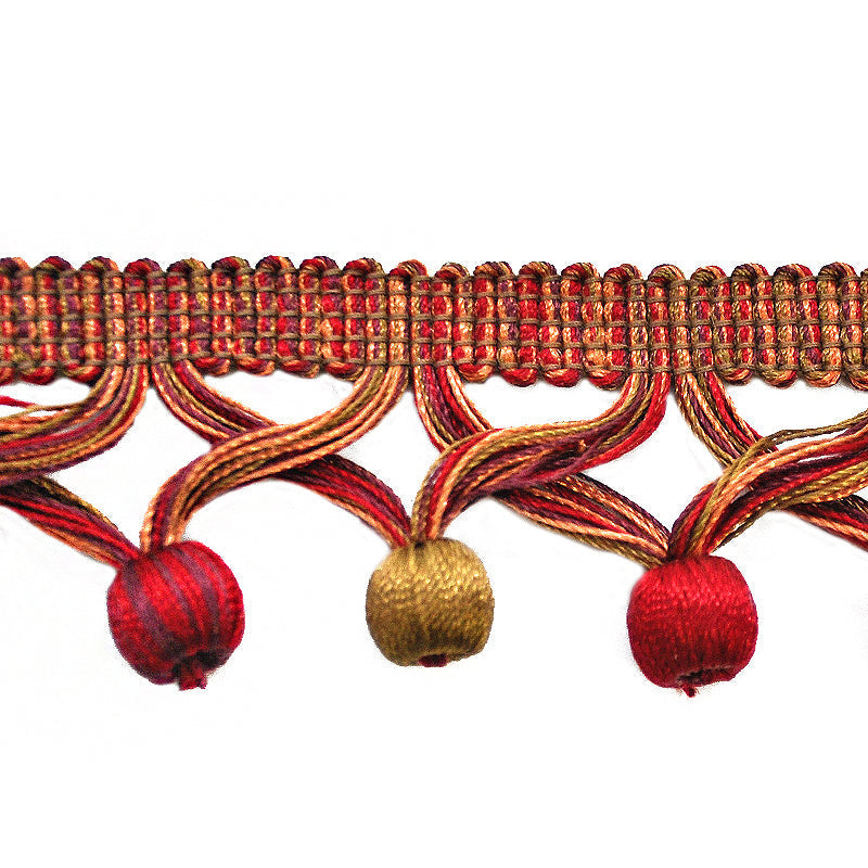 MIlante Collection - 1 3/4" Length BALL FRINGE (25 Yard Roll) - BF-1481-17/09 Red and Gold
