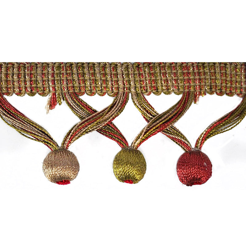 MIlante Collection - 1 3/4" Length BALL FRINGE (25 Yard Roll) - BF-1481-18/25 Brown and Green