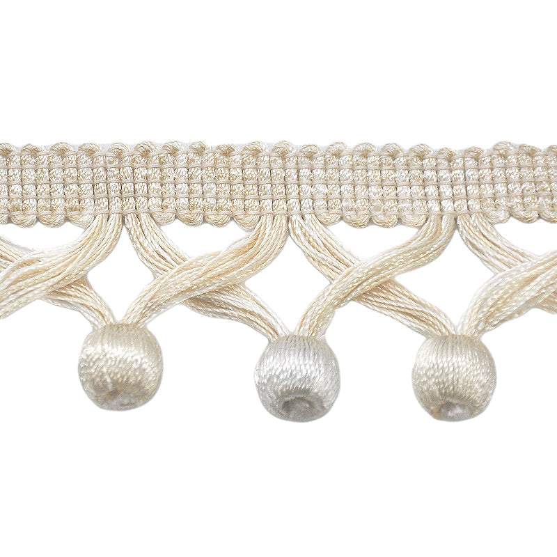 MIlante Collection - 1 3/4" Length BALL FRINGE (25 Yard Roll) - BF-1481-24/28 Beige and Ivory