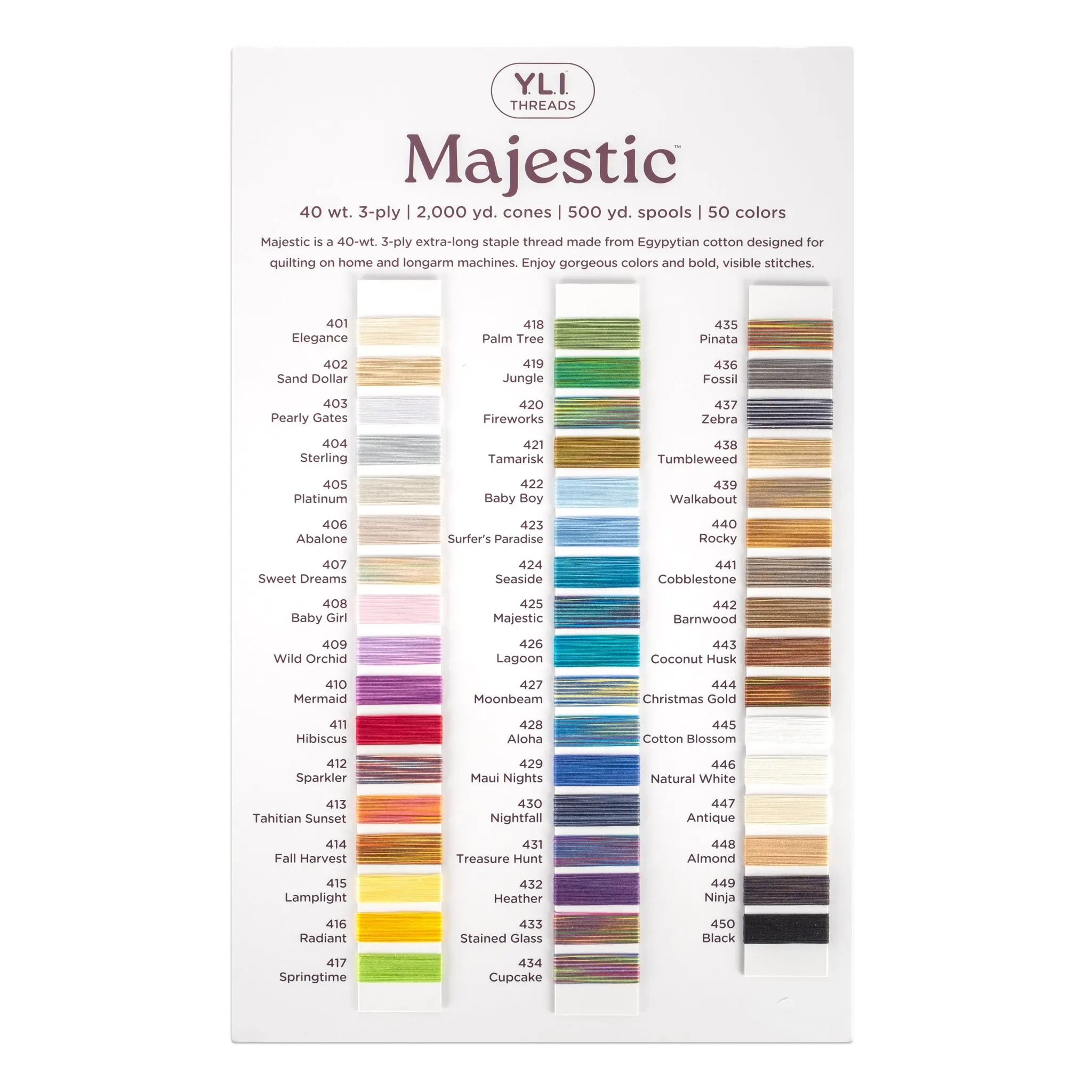 Majestic Color Card YLI Threads