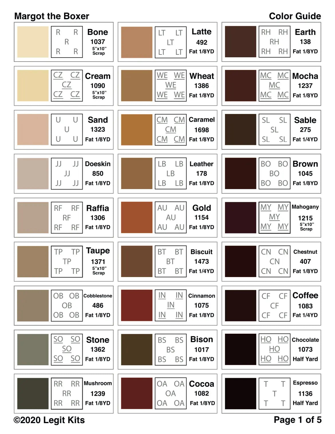 Margot the Boxer Pattern Legit Kits