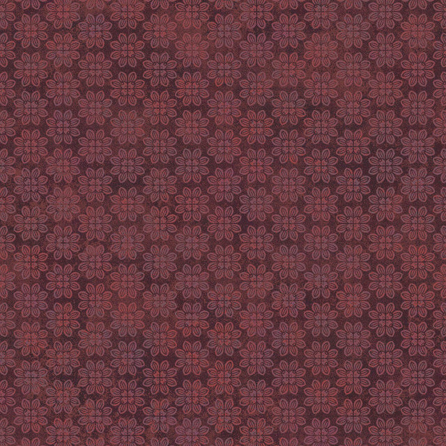 Maroon Operetta Tiny Flowers Cotton 43"/44" Fabric Per Yard