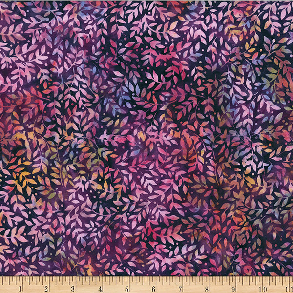 Marsala Bali Batik Packed Leaves Cotton 44"/45" Fabric Per Yard