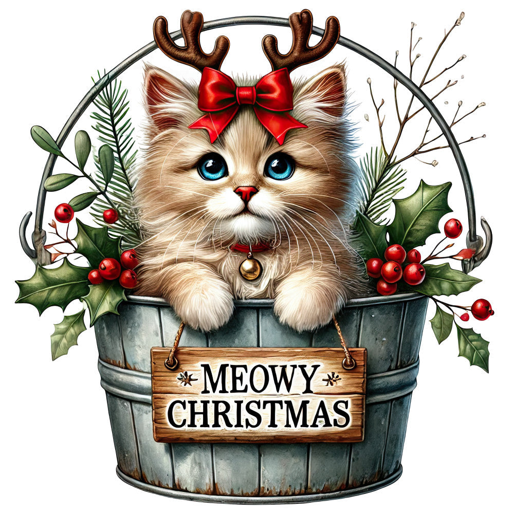 Meowy Christmas Fabric Panel 10 QuiltingFabricPanels
