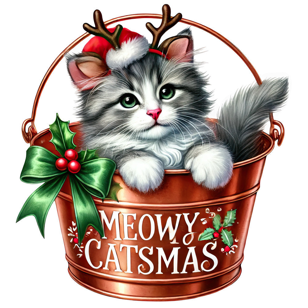 Meowy Christmas Fabric Panel 22 QuiltingFabricPanels