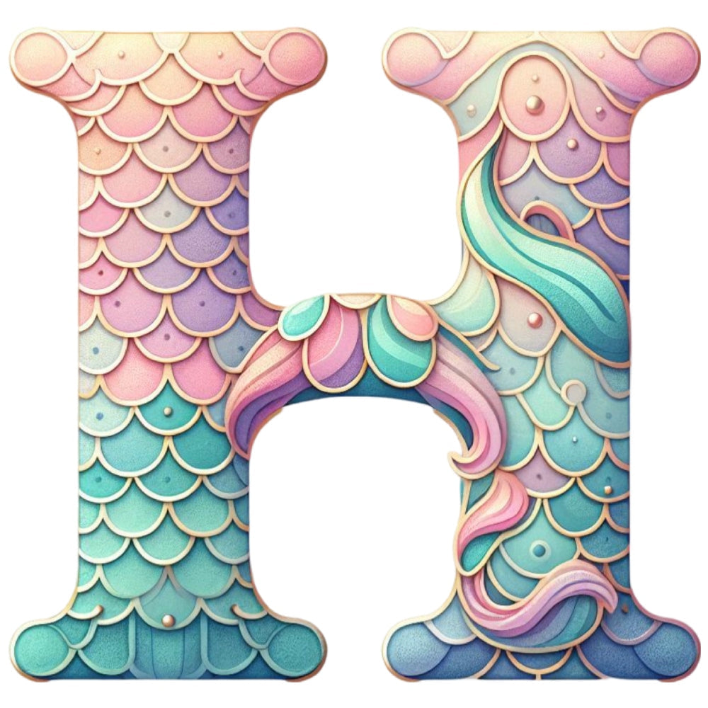 Mermaid Letter H Fabric Panel