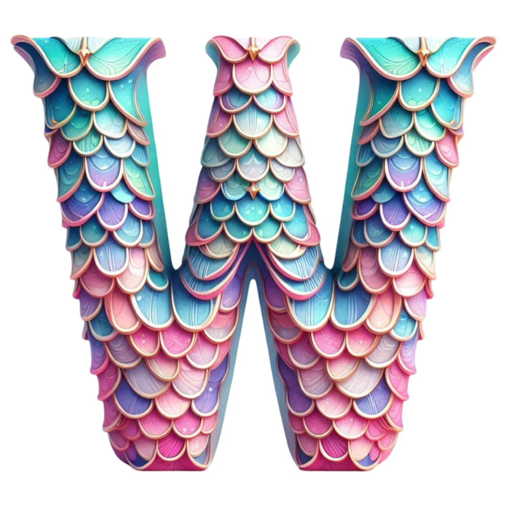 Mermaid Letter W Fabric Panel