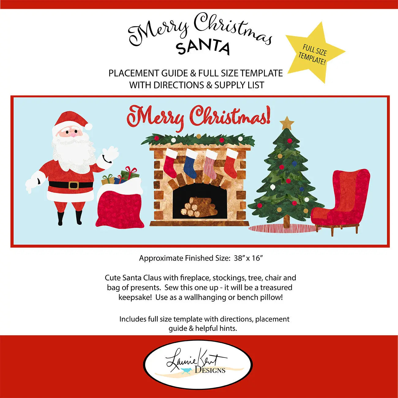 Merry Christmas Santa Applique Pattern - Linda's Electric Quilters