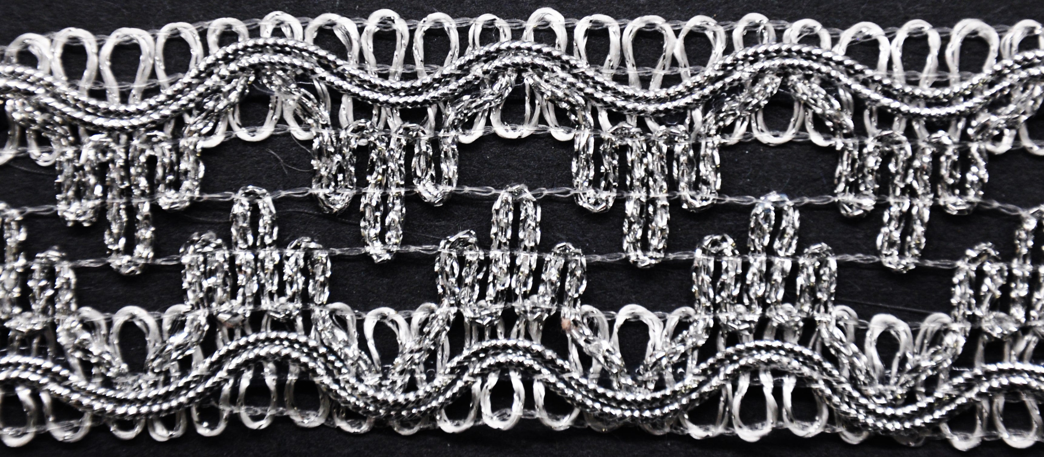 Metallic Braid Trim - 1 1/2" Width (25 Yard Roll) - PB-107-11 Silver