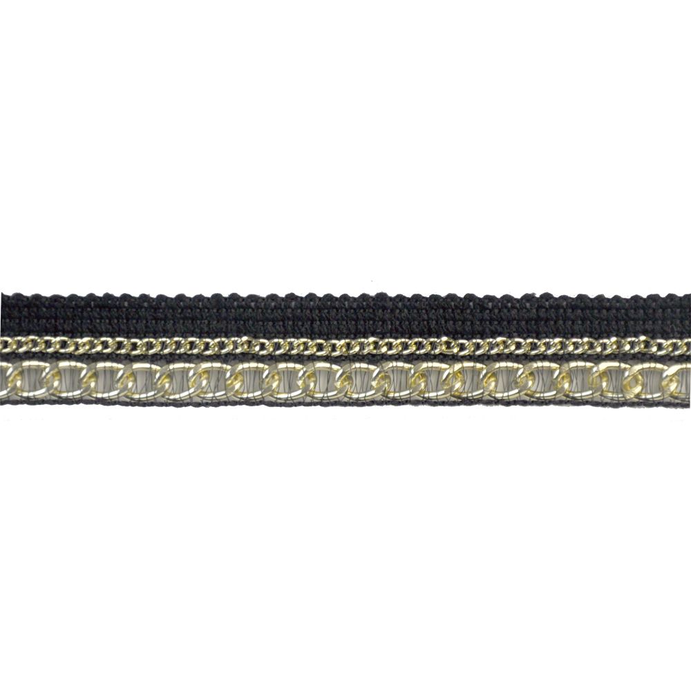 Metallic Chain Trim - 7/8" width (10 Yard Roll) - BTC-53 Black/Gold
