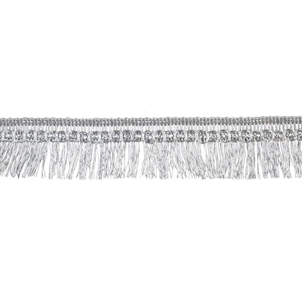 Metallic Fringe Trim - 1 1/2" Width (25 Yard Roll) - BG-2009-11 Silver