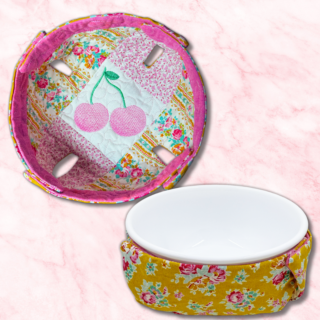 Microwave Quilted Bowl Cozies In the Hoop Machine Embroidery Design Pickle Pie Designs