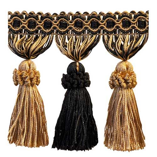 Milante Collection - 3 1/2" Tassel Fringe (25 Yard Roll) - BF-1478-02/38 Toffee and Black