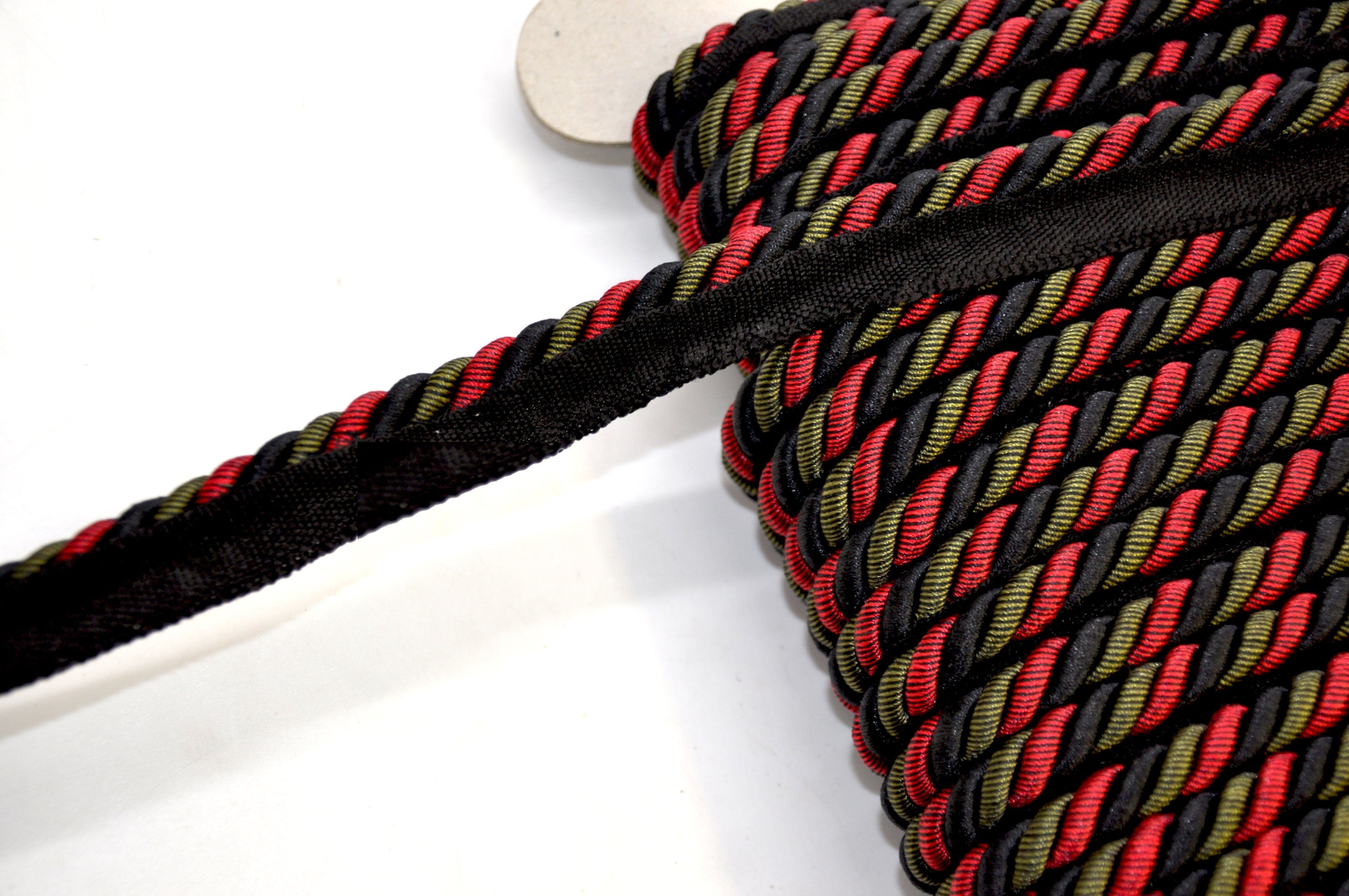Milante Collection - 3/8" CORD WITH LIP (50 Yard Roll) - BC-1023-02/36 Red and Black