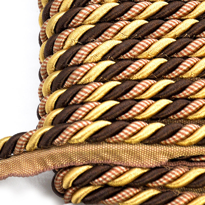 Milante Collection - 3/8" CORD WITH LIP (50 Yard Roll) - BC-1023-06/38 Rust, Brown and Gold