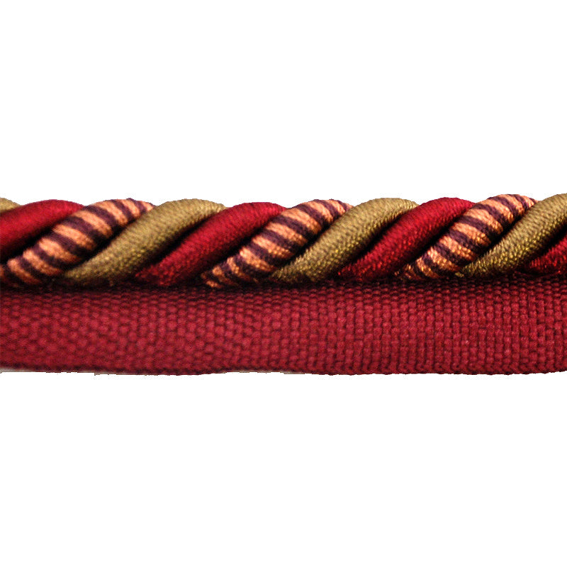 Milante Collection - 3/8" CORD WITH LIP (50 Yard Roll) - BC-1023-17/09 Red and Bronze