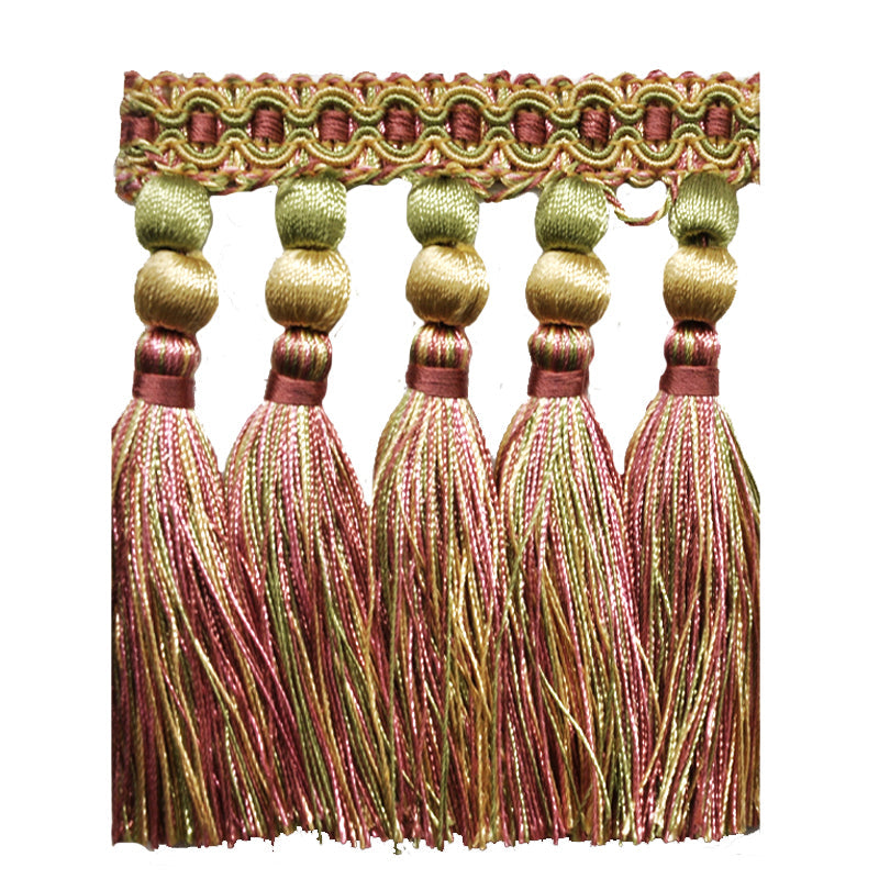Milante Collection - 4 1/2" Tassel Fringe (25 Yard Roll) - BF-1477-20/14 Pink and Green