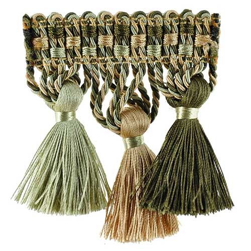 Milante Collection - 4" Tassel Fringe (25 Yard Roll) - BF-1479-10/25 Gold and Hunter Green