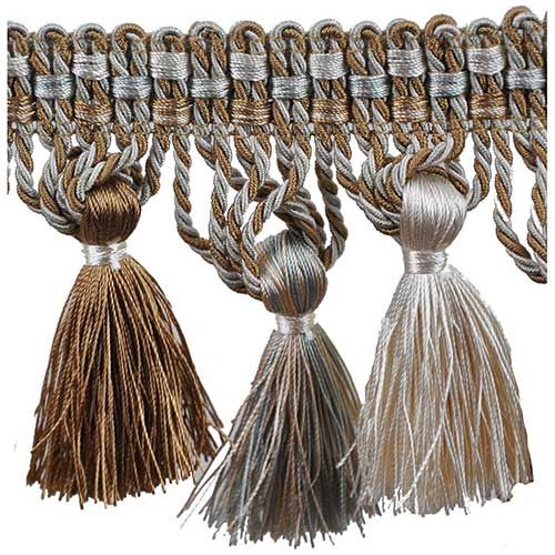 Milante Collection - 4" Tassel Fringe (25 Yard Roll) - BF-1479-16/33 Sable and Turquoise