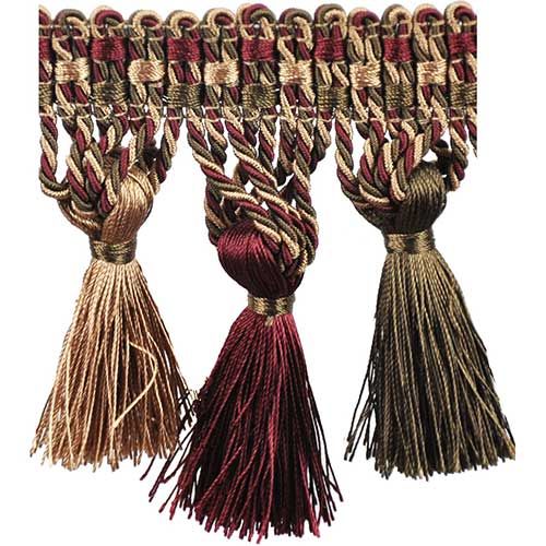 Milante Collection - 4" Tassel Fringe (25 Yard Roll) - BF-1479-17/38 Wine Red and Toffee