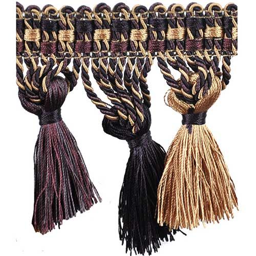 Milante Collection - 4" Tassel Fringe (25 Yard Roll) - BF-1479-26/61 Purple and Mocha