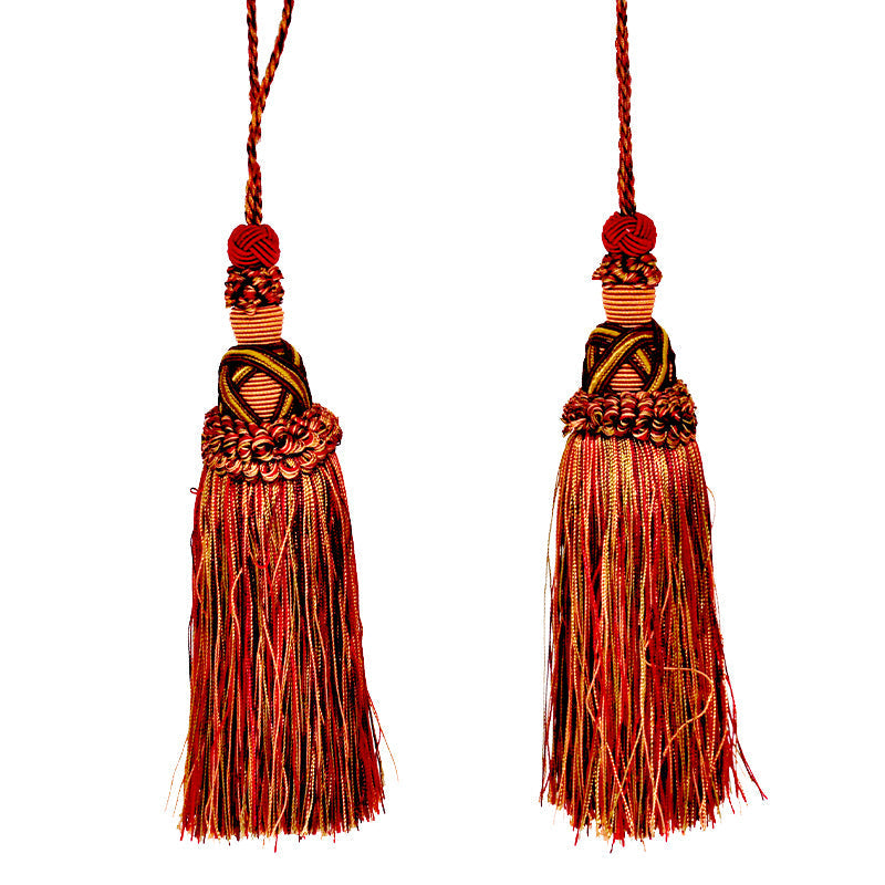 Milante Collection - 8" Length TASSEL - BT-509-17/09 Wine and Peach (2 Pieces per Pack)