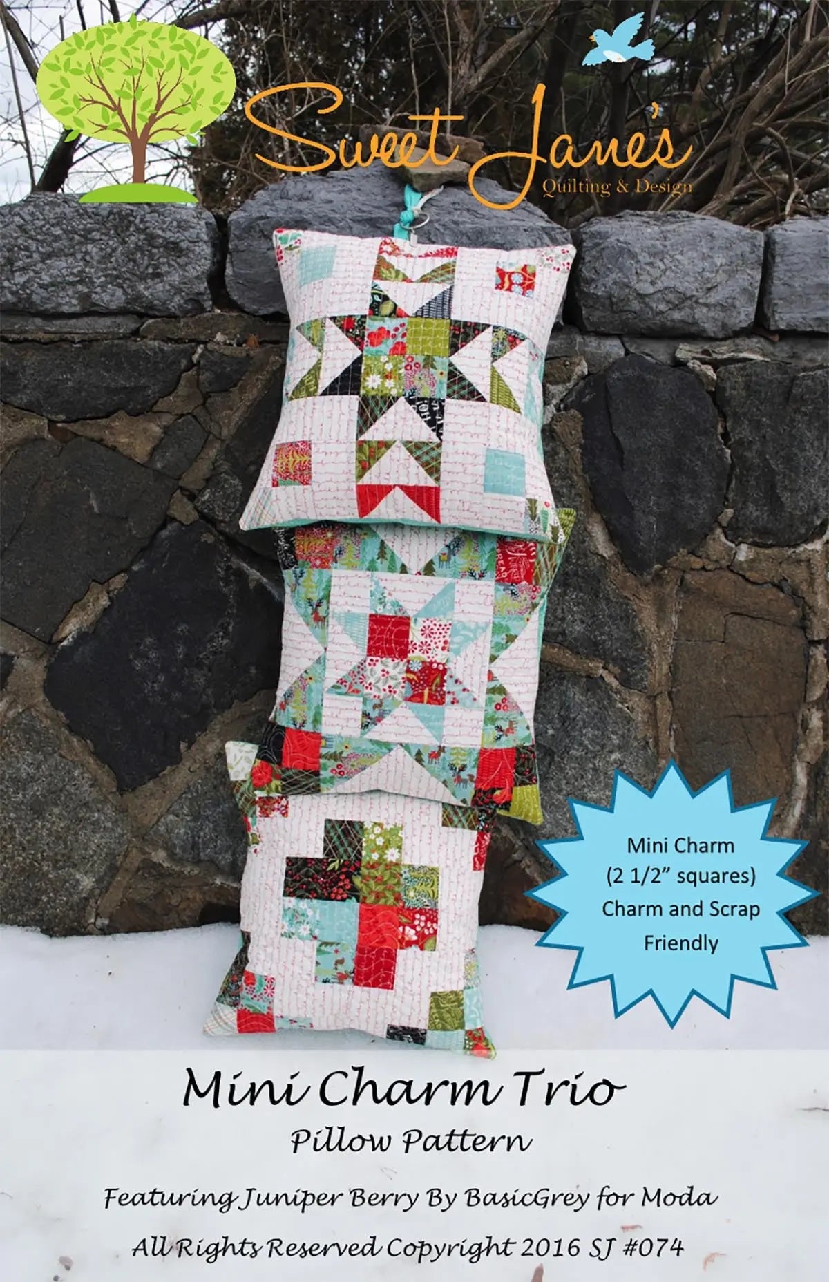 Mini Charm Trio Pillow - Linda's Electric Quilters