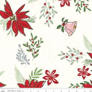 Riley Blake Mistletoe and Holly floral cloud 108 inch 3 yard backing package