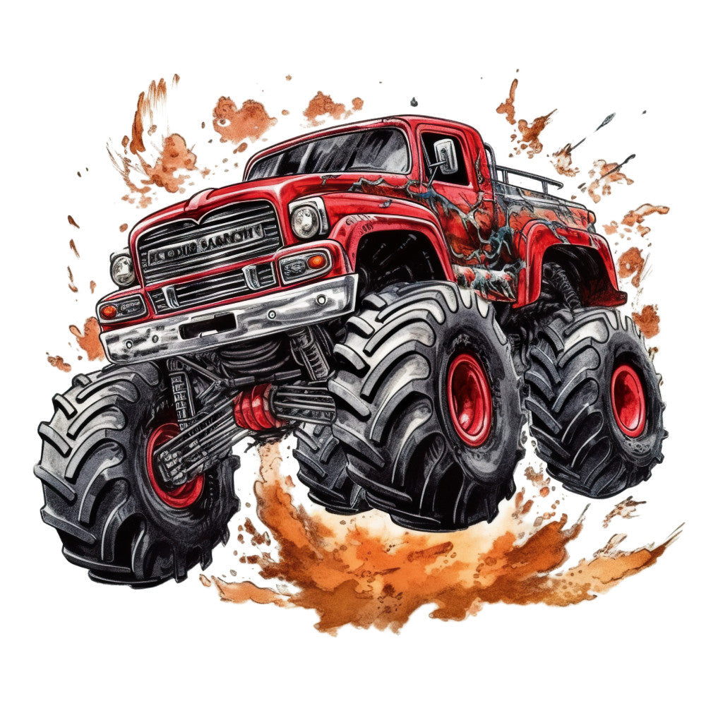 Monster Truck Crushes Fabric Panel 1