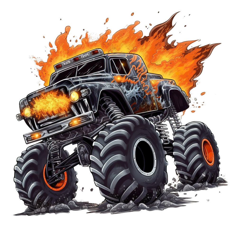 Monster Truck Crushes Fabric Panel 10