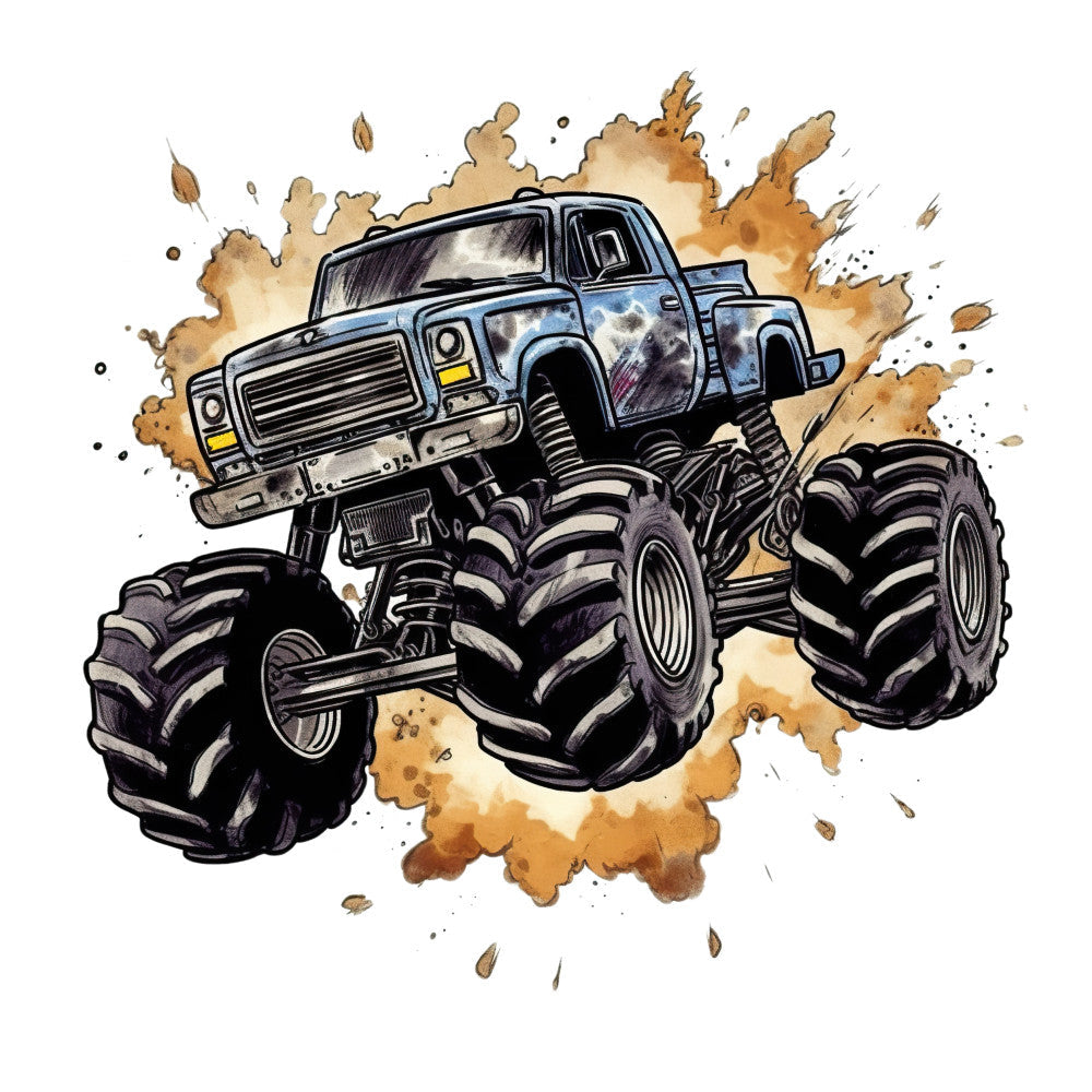 Monster Truck Crushes Fabric Panel 7