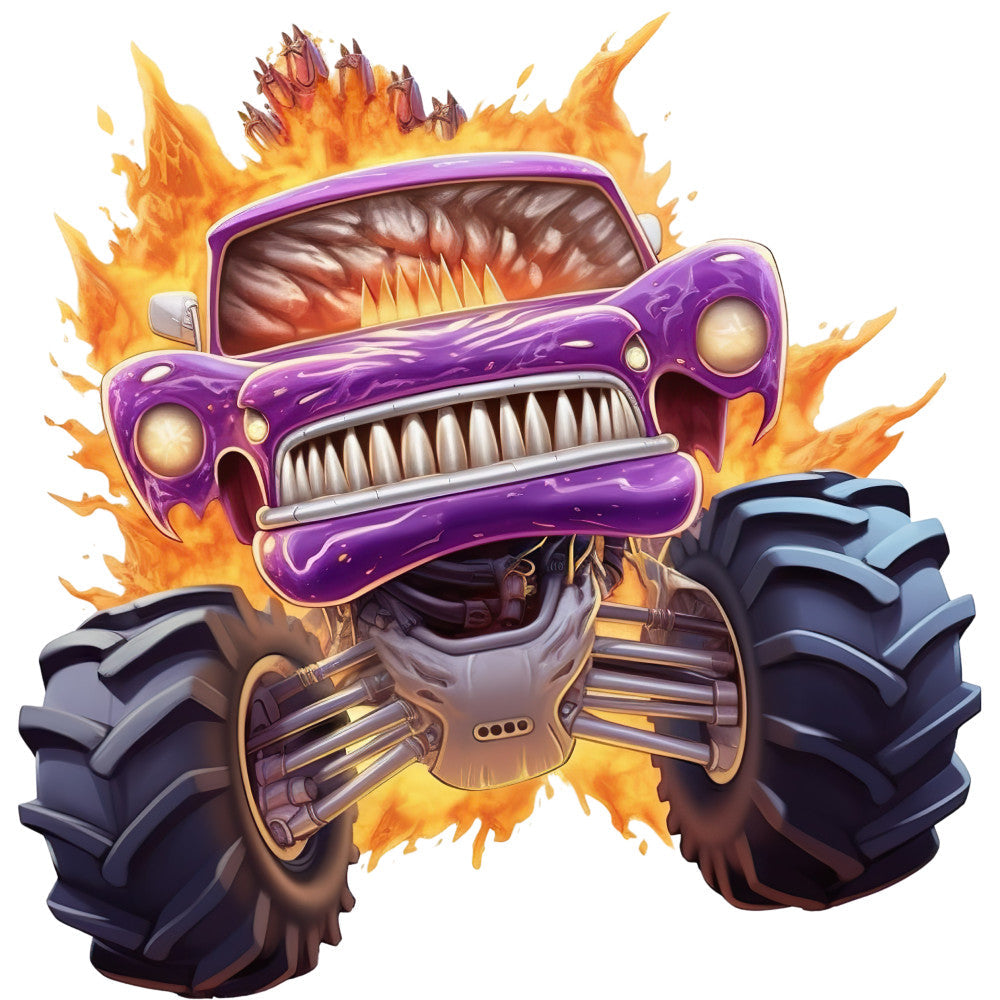 Monster Truck Crushes Fabric Panel 9 QuiltingFabricPanels