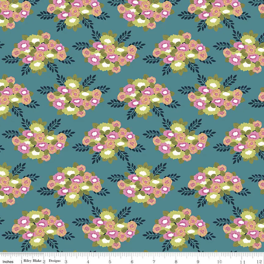 Morning Meadow - Bouquets - Dusk 44" / 45" Fabric Per Yard The Fabric Company