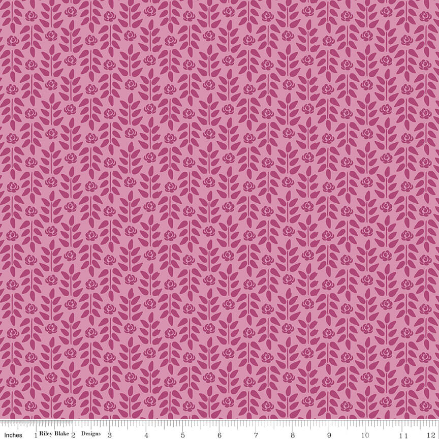 Morning Meadow Stems quilting fabric in orchid by Lisa Tueller for Riley Blake Designs, floral stem print on orchid cotton, sold by the yard
