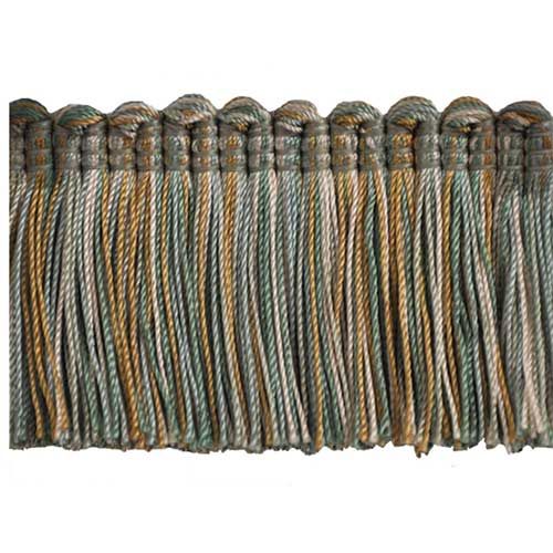 Mulberry Collection - 2" width Brush Fringe (25 Yard Roll) - BF-4004-33/82 Turquoise/Taupe