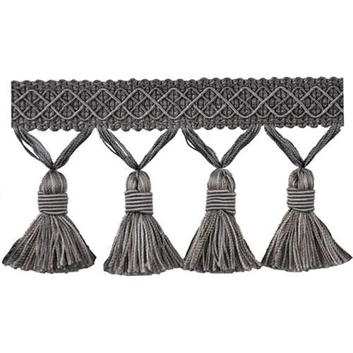 Mulberry Collection - 3 1/2" length TASSEL FRINGE (25 Yard Roll) - BF-4005-49 Metal Grey