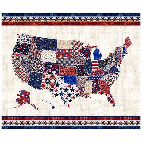 Multi Color United States Map Tapestry Panel - Linda's Electric Quilters