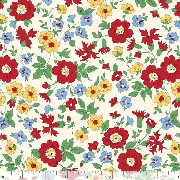 Multi Flowers Cotton Wideback Fabric Per Yard - Linda's Electric Quilters