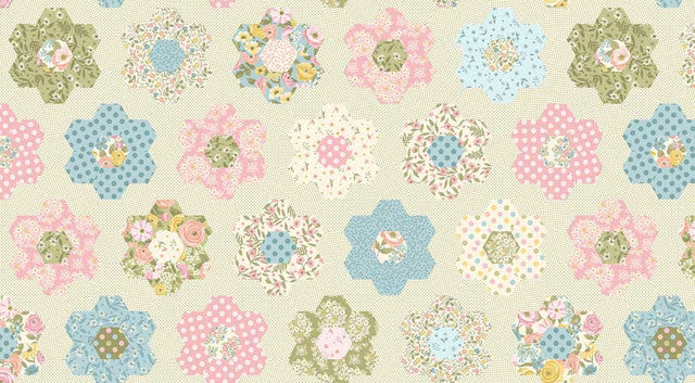 Multi Grandma's Garden Cheater Quilt Layla 44"/45" Cotton Fabric per Yard