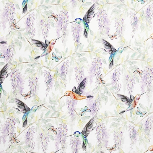 Multi Hummingbird Digital Cuddle 58/60" Fabric Per Yard