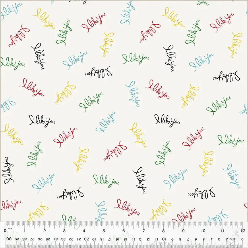 multi i like you wideback cotton Fabric per yard